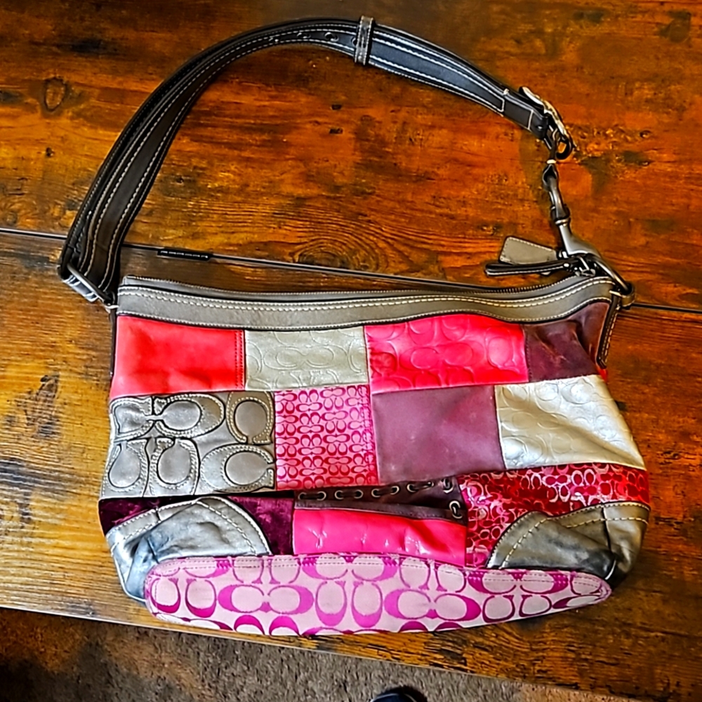 Coach pink patch work purse